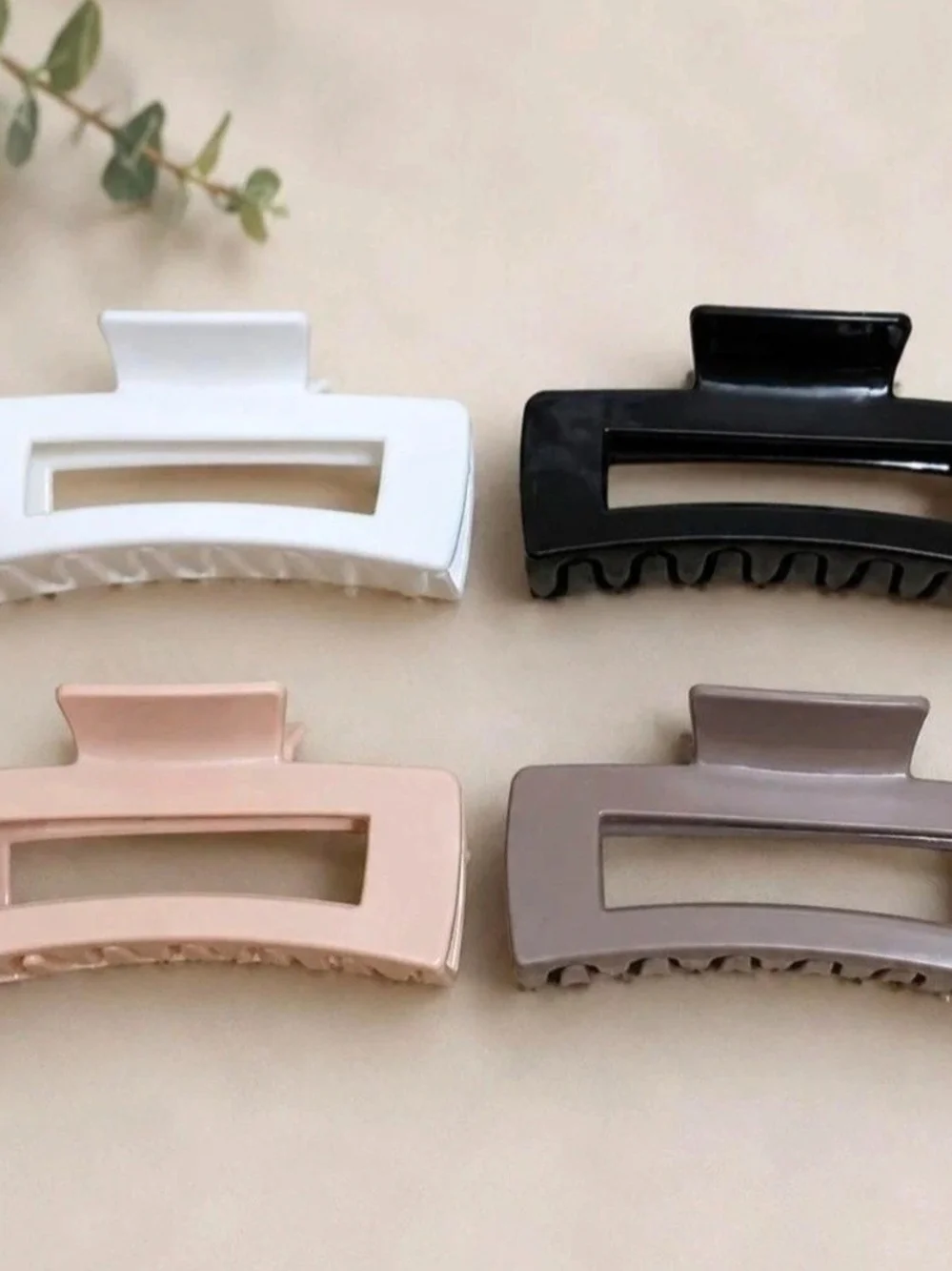 Matte Rectangle Hair Claw Clip - Black, White, Brown, Dark Brown